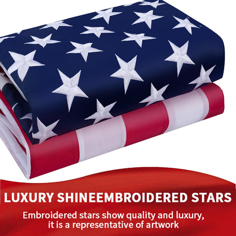 LYNSHION flag with embroidered stars for high-visibility patriotic display