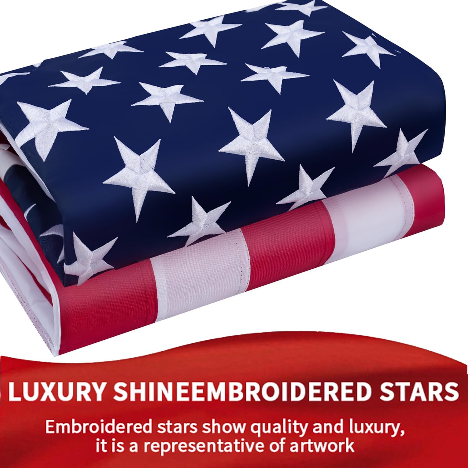 Close-up of sewn stripes on LYNSHION flag for long-lasting wear