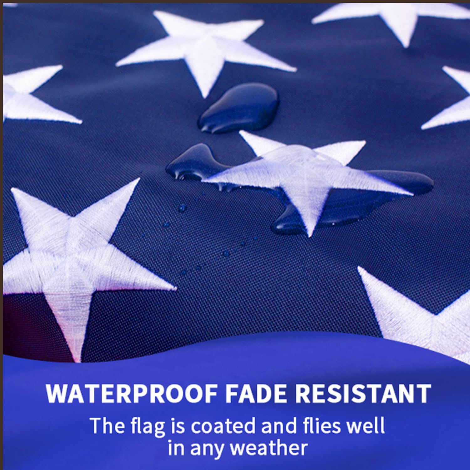 LYNSHION flag showing waterproof fabric for all weather use