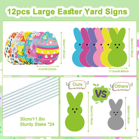 Lynumtw Easter egg yard sign with stakes for festive outdoor color