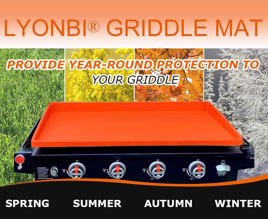 Lyonbi orange silicone griddle mat dimensions help ensure a secure fit.