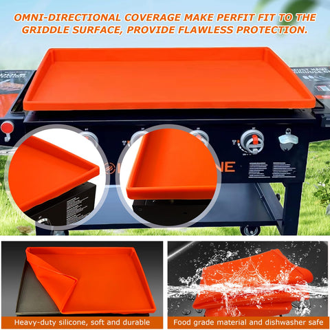 Textured Lyonbi silicone griddle mat surface for easy cleaning after grilling.
