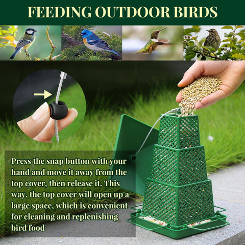LYQYXHS bird feeder wide-opening refill for quick, mess-free maintenance.