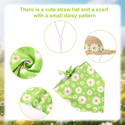 Lyreh daisy-bandana on goose statue creates rustic countryside vibe.