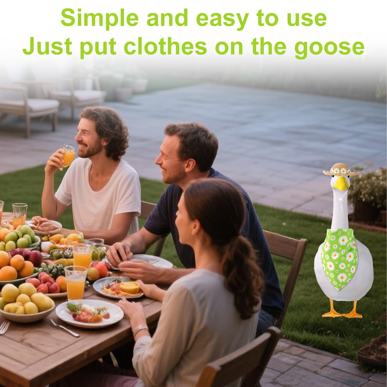 Lyreh garden goose costume adds playful seasonal touch to yard.
