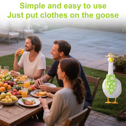 Lyreh garden goose costume adds playful seasonal touch to yard.