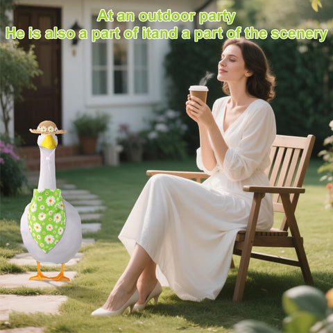 Lyreh porch-goose outfit elevates lawn centerpiece for summer events.