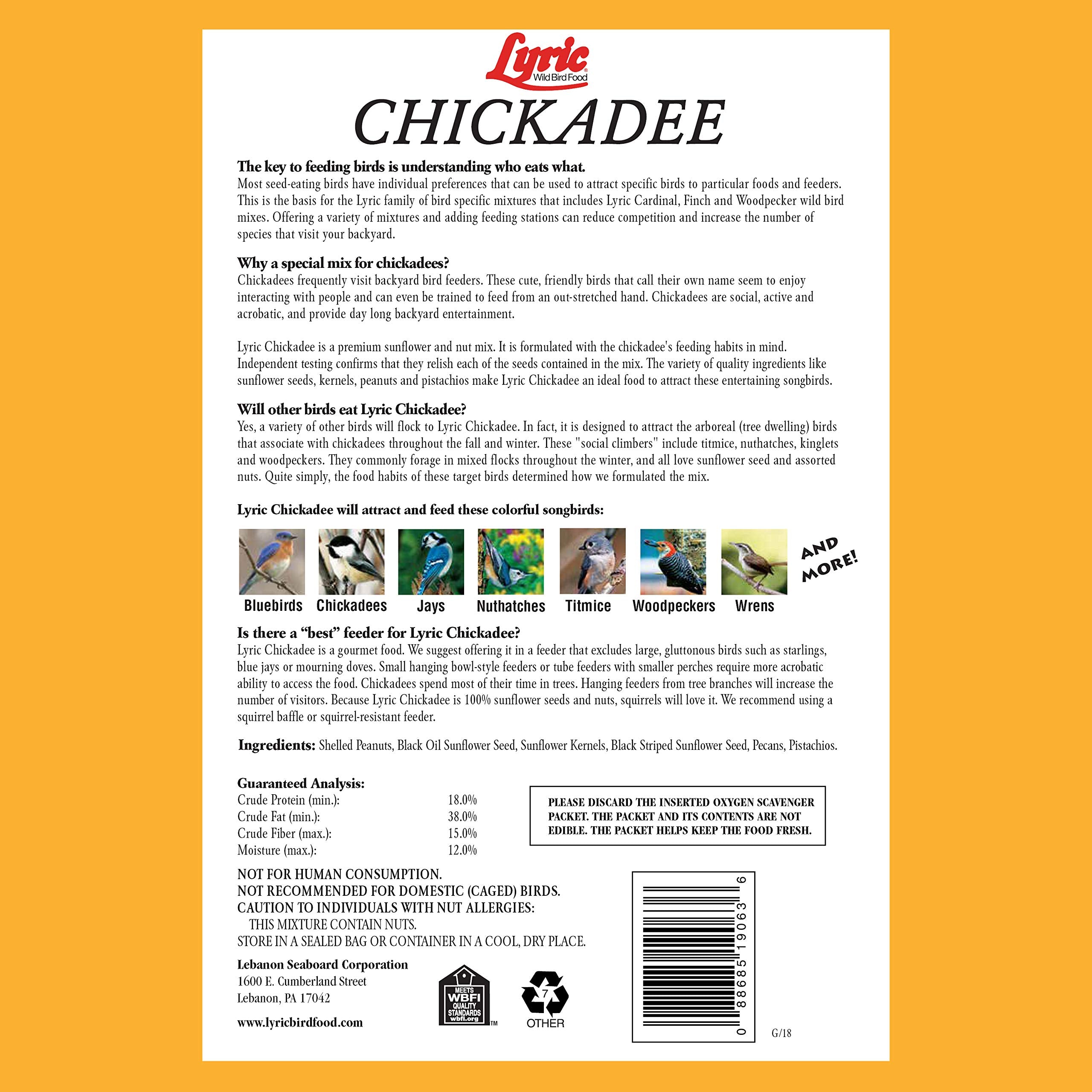 Lyric Chickadee mix with peanuts attracts chickadees and nuthatches to feeders