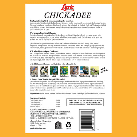 Lyric Chickadee mix with peanuts attracts chickadees and nuthatches to feeders