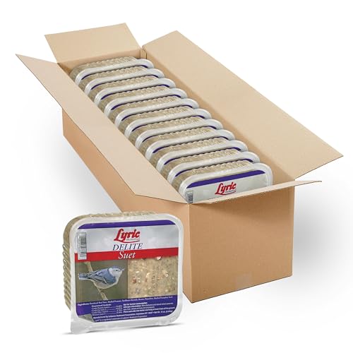 Lyric Delite seed and suet mix highlighting pre-hulled seeds to reduce waste.