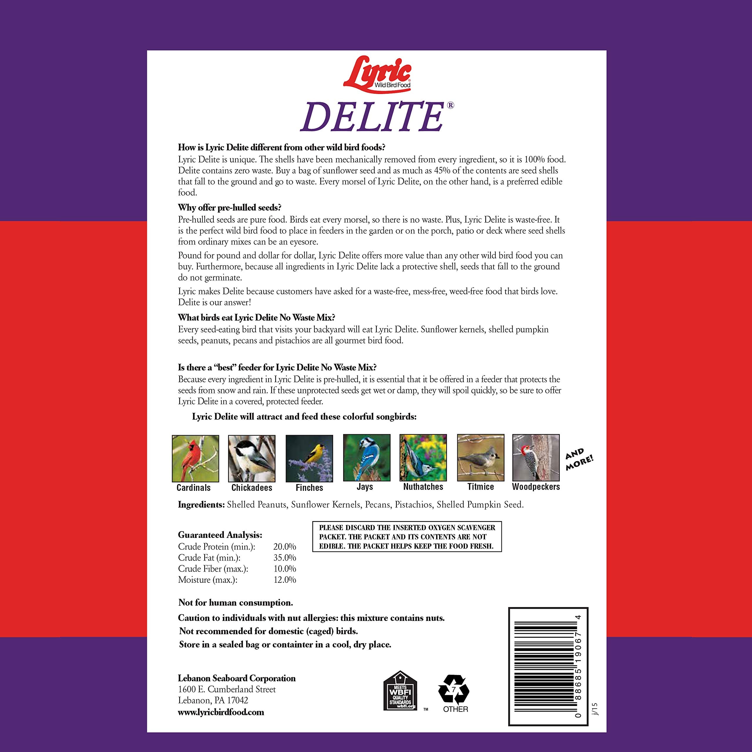 Lyric Delite wild seed mix nourishes chickadees with protein