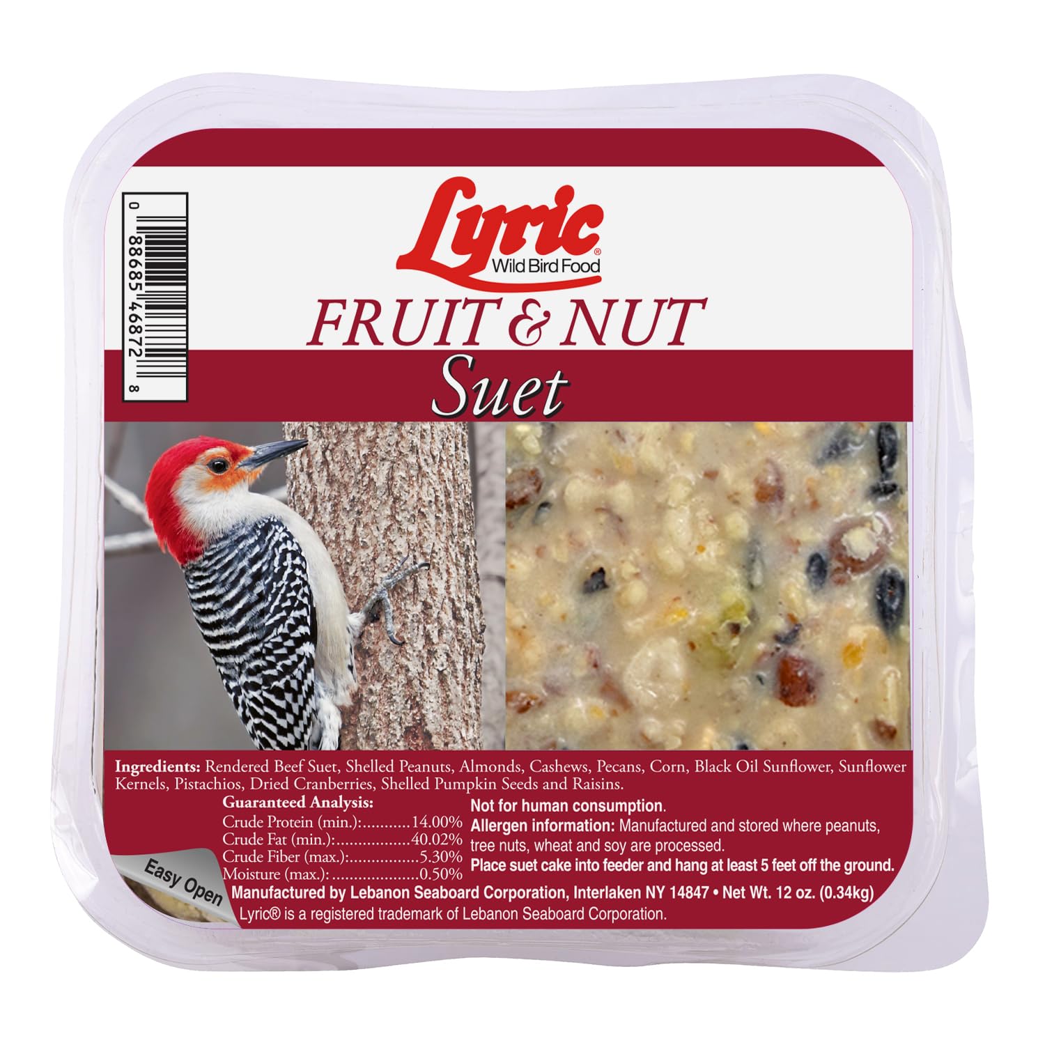 Lyric fruit-nut suet cake packaging ready for easy backyard feeding