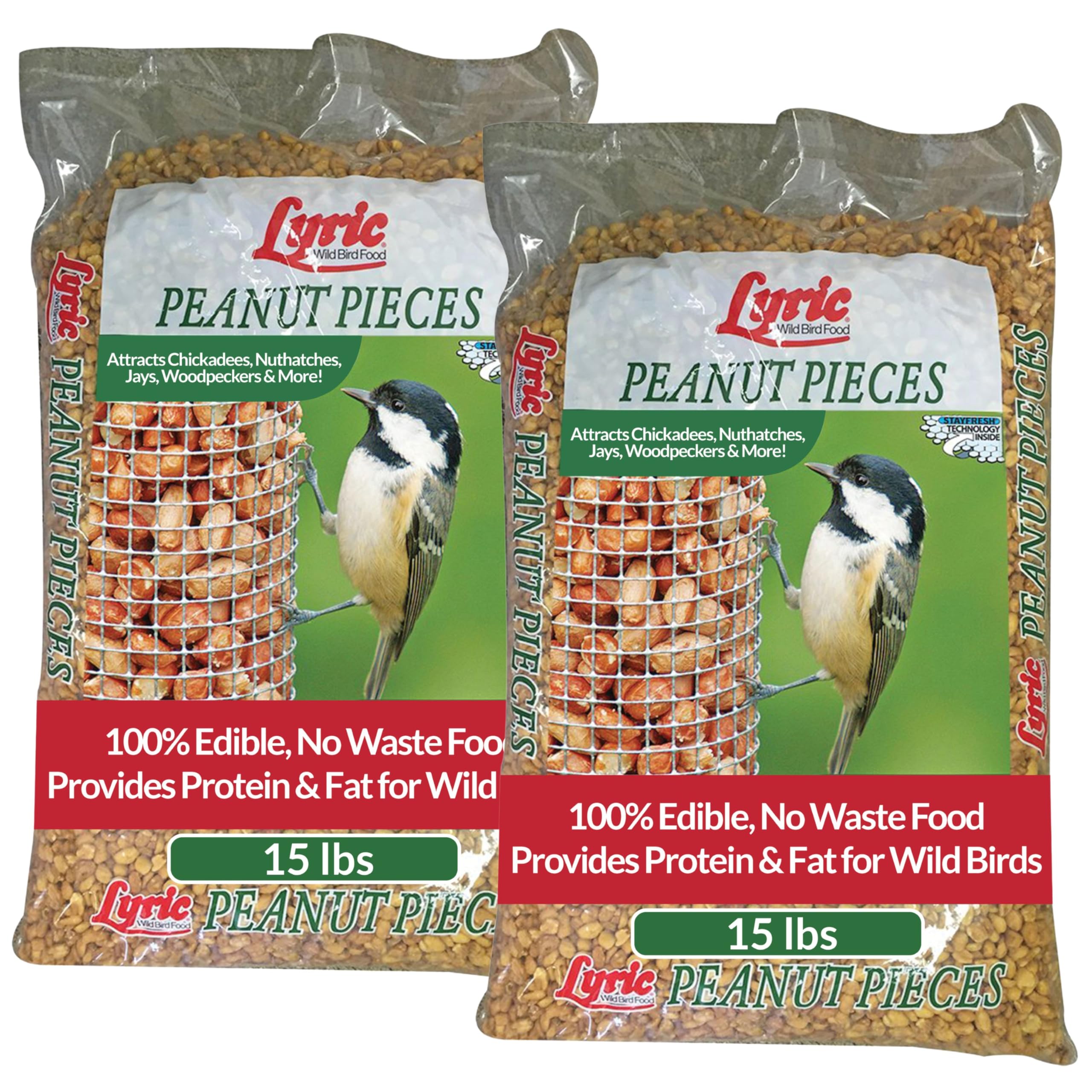 Lyric Peanut Pieces bag for outdoor bird feeders attracts songbirds.