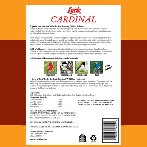 Lyric seed mix close-up highlighting sunflower and safflower components.