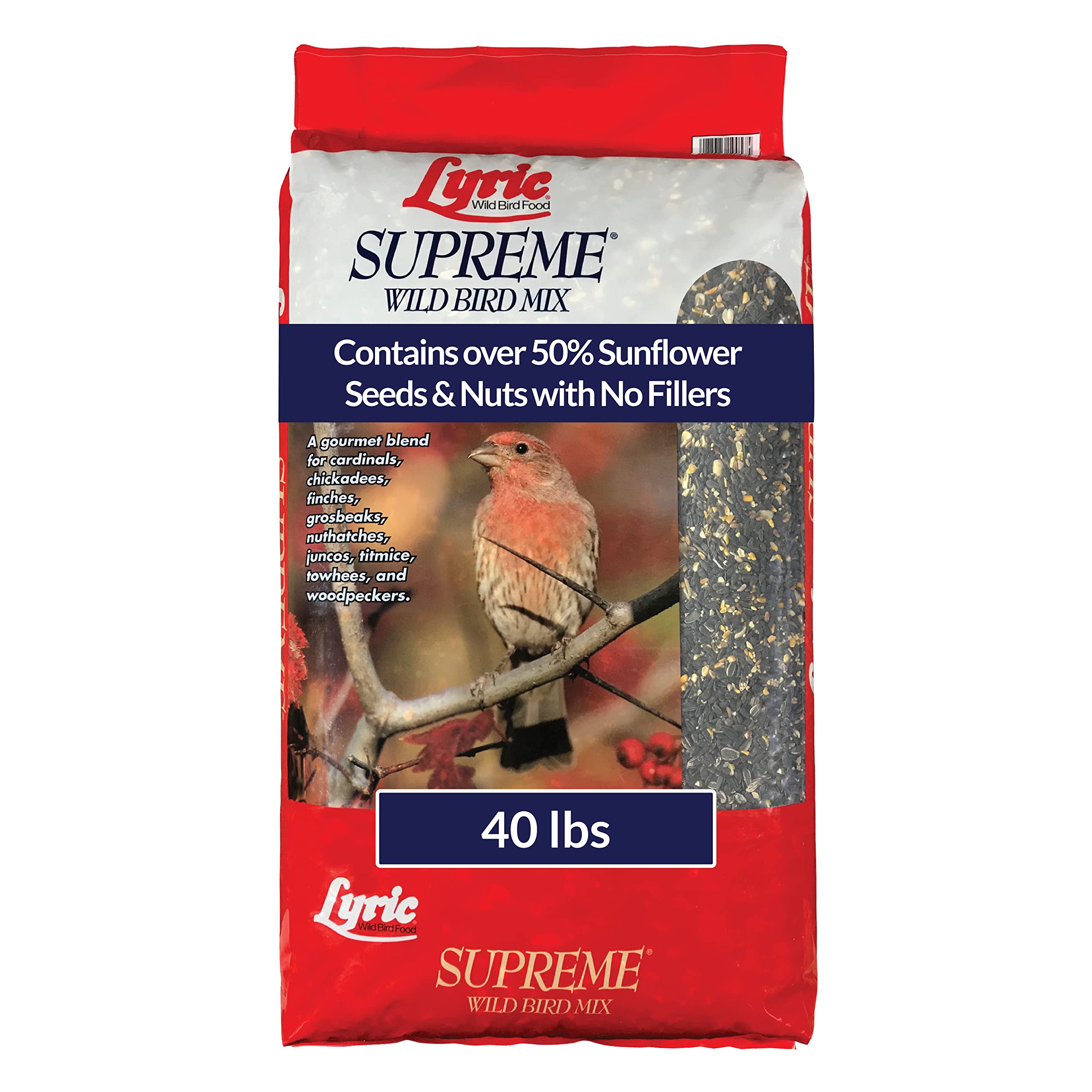 Lyric Supreme wild bird seed with high sunflower content attracts songbirds