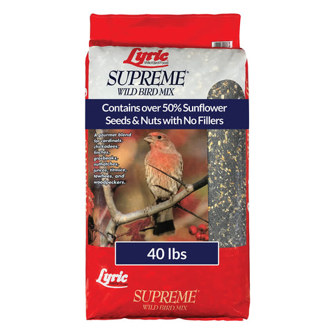 Lyric Supreme wild bird seed with high sunflower content attracts songbirds