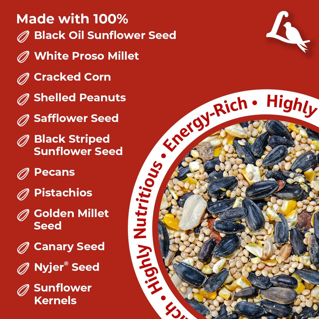 Lyric Supreme Wild Bird Seed sunflower seeds make up over half the blend