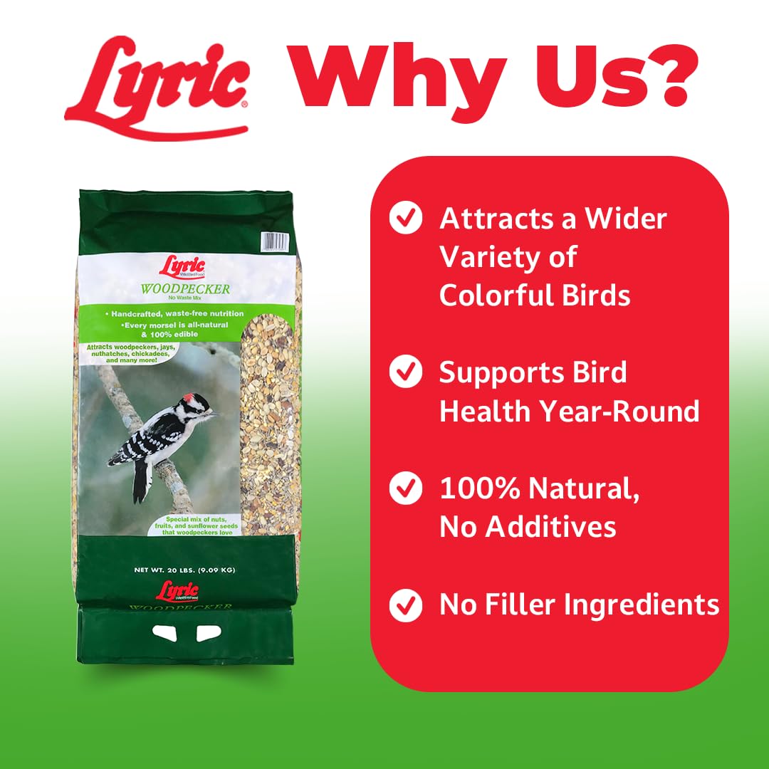 Lyric Woodpecker Mix no-waste formula stays fresh with an oxygen scavenger packet