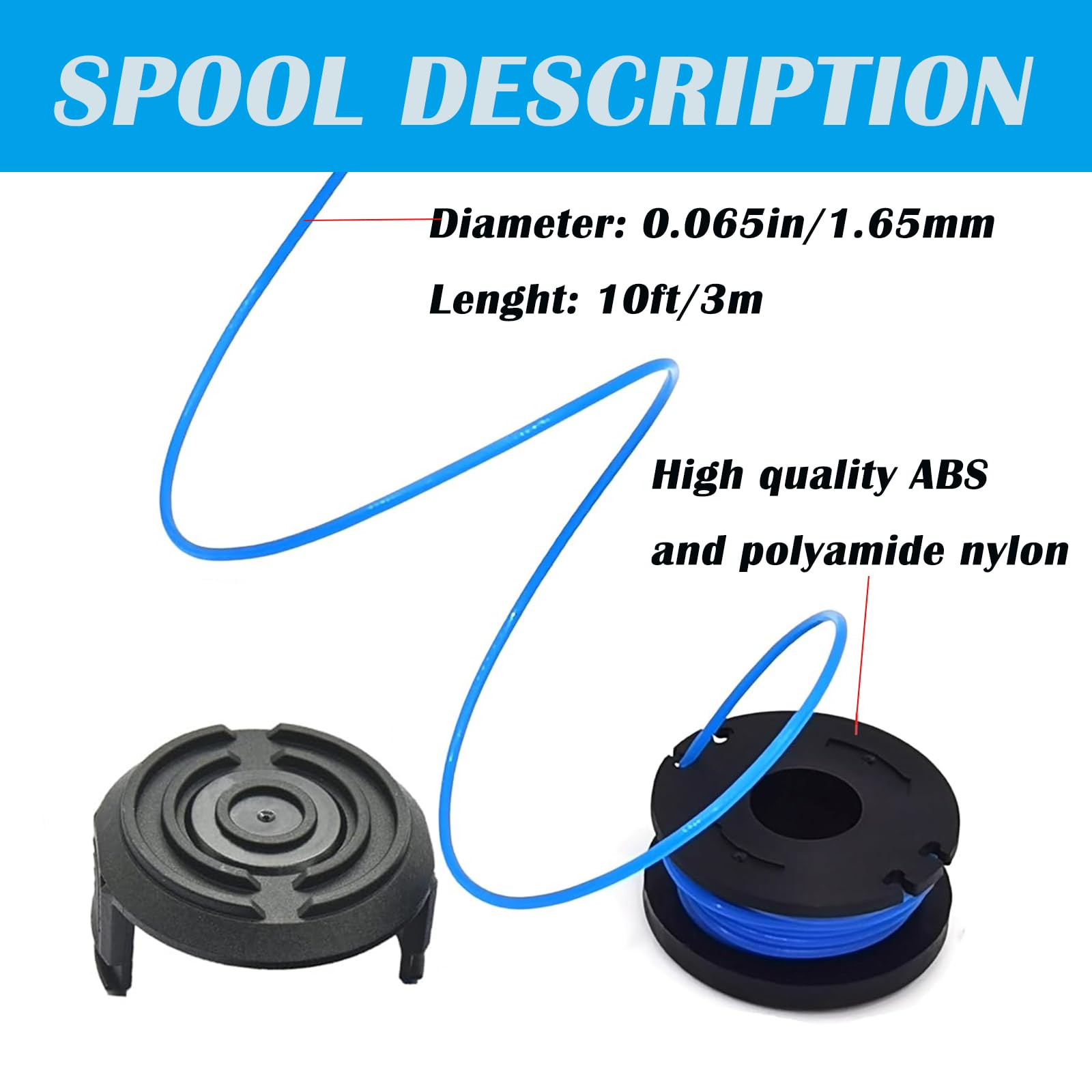 Lyshujli durable ABS spool with polyamide nylon line for long life