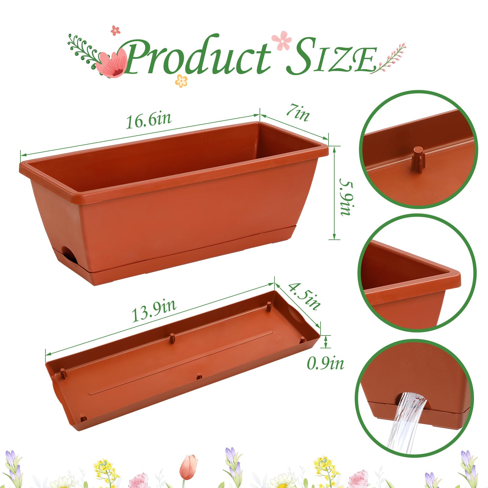 Lysjtsr rectangle planter box with drainage holes for water control.