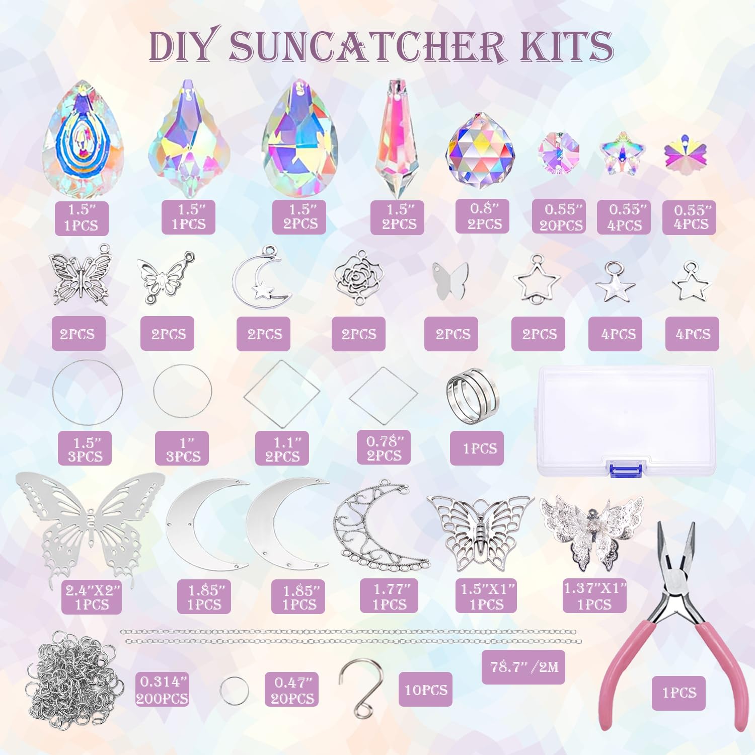 Lyukii crystal beads varieties shown for colorful sun catchers