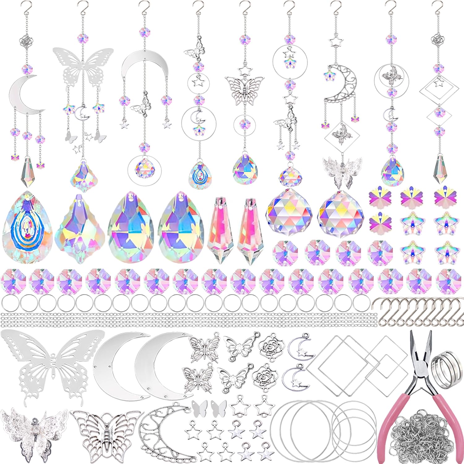 Lyukii DIY suncatcher kit contents displayed for creative window decor and sparkle
