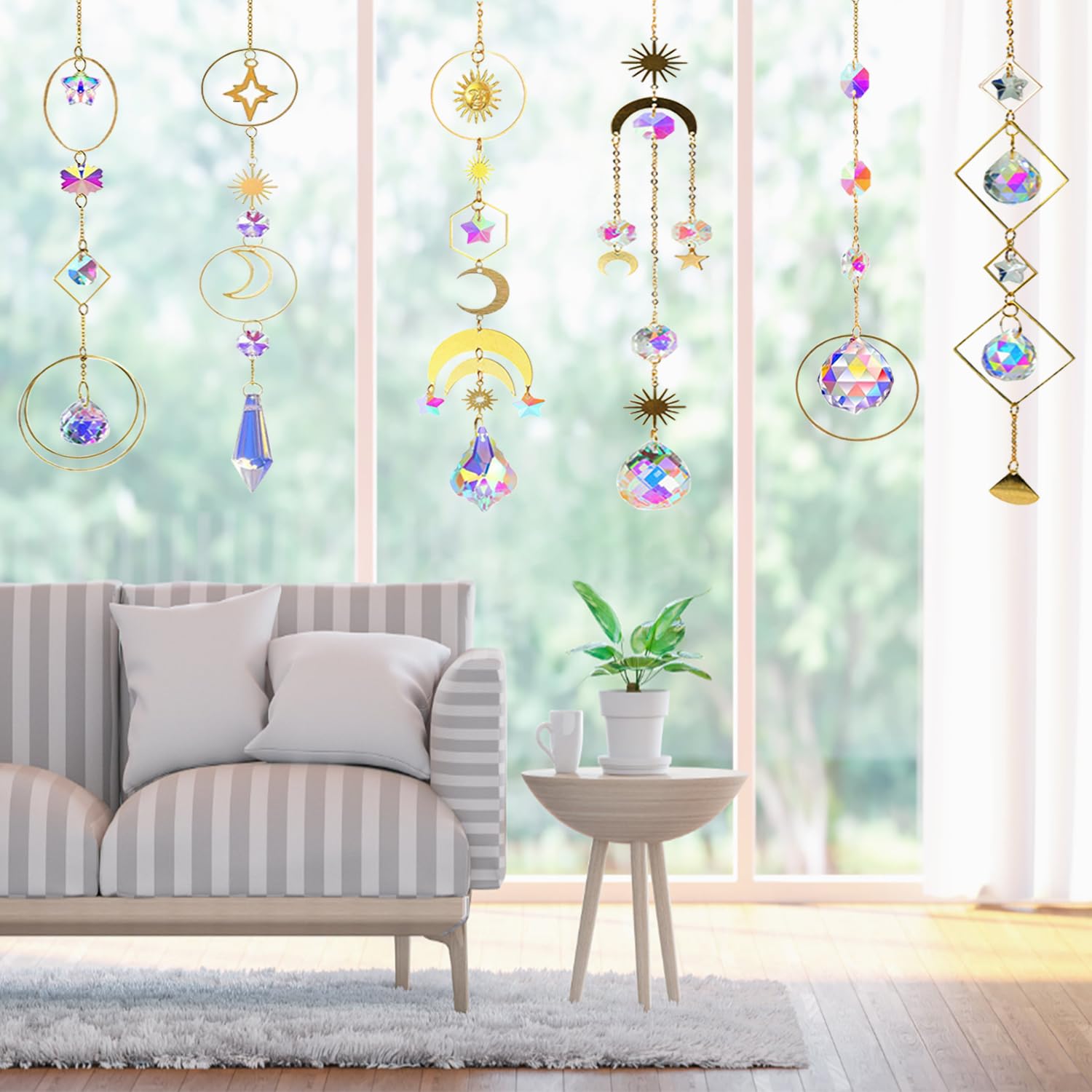 Lyukii suncatchers crystal ball reflects shimmering color across rooms