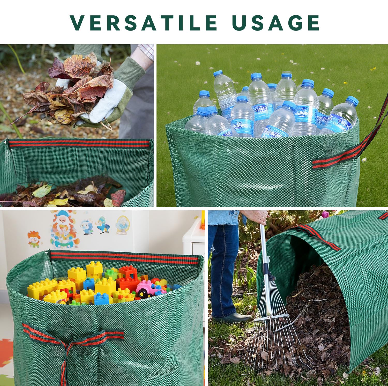 LZMYIVE 53-gallon capacity bag keeps large yard debris contained.
