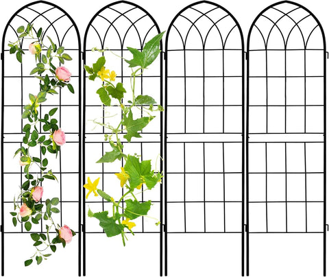 LZRS 4-pack arch trellis 71x20in supports climbing plants outdoors.