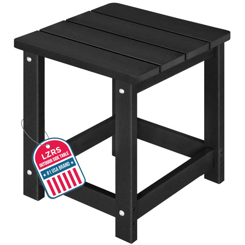 LZRS Adirondack square side table with wood-like texture for outdoor charm.