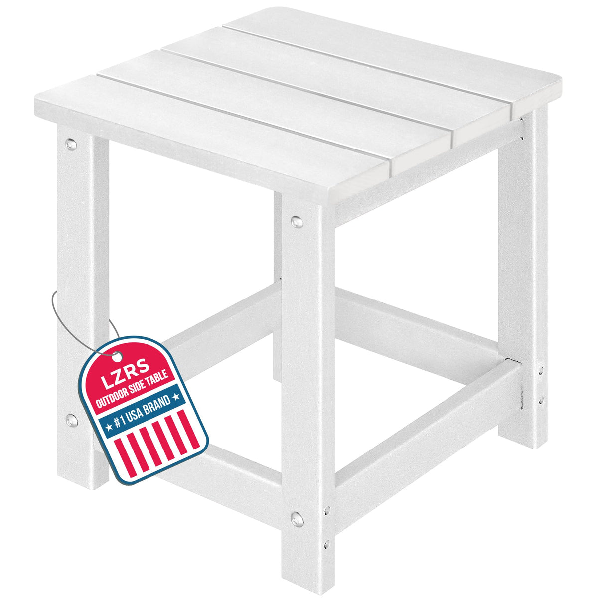LZRS Adirondack square table front view, a compact outdoor companion for drinks and books