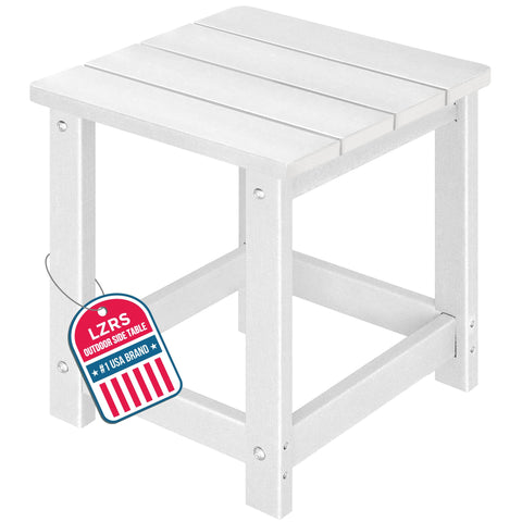 LZRS Adirondack square table front view, a compact outdoor companion for drinks and books