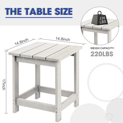LZRS Adirondack square table side view showing space-saving design for small patios