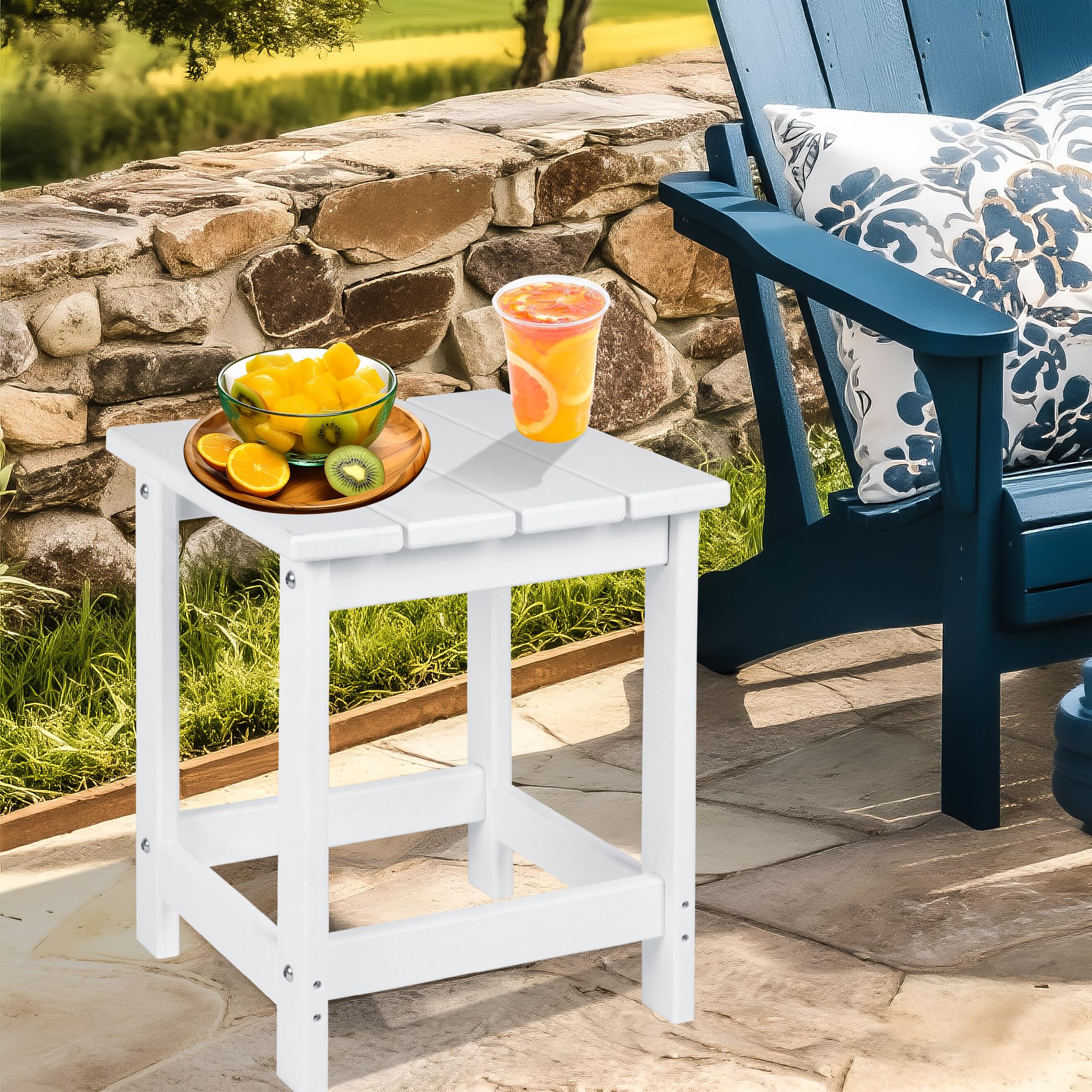 LZRS Adirondack square table top view highlighting its sturdy HDPE material