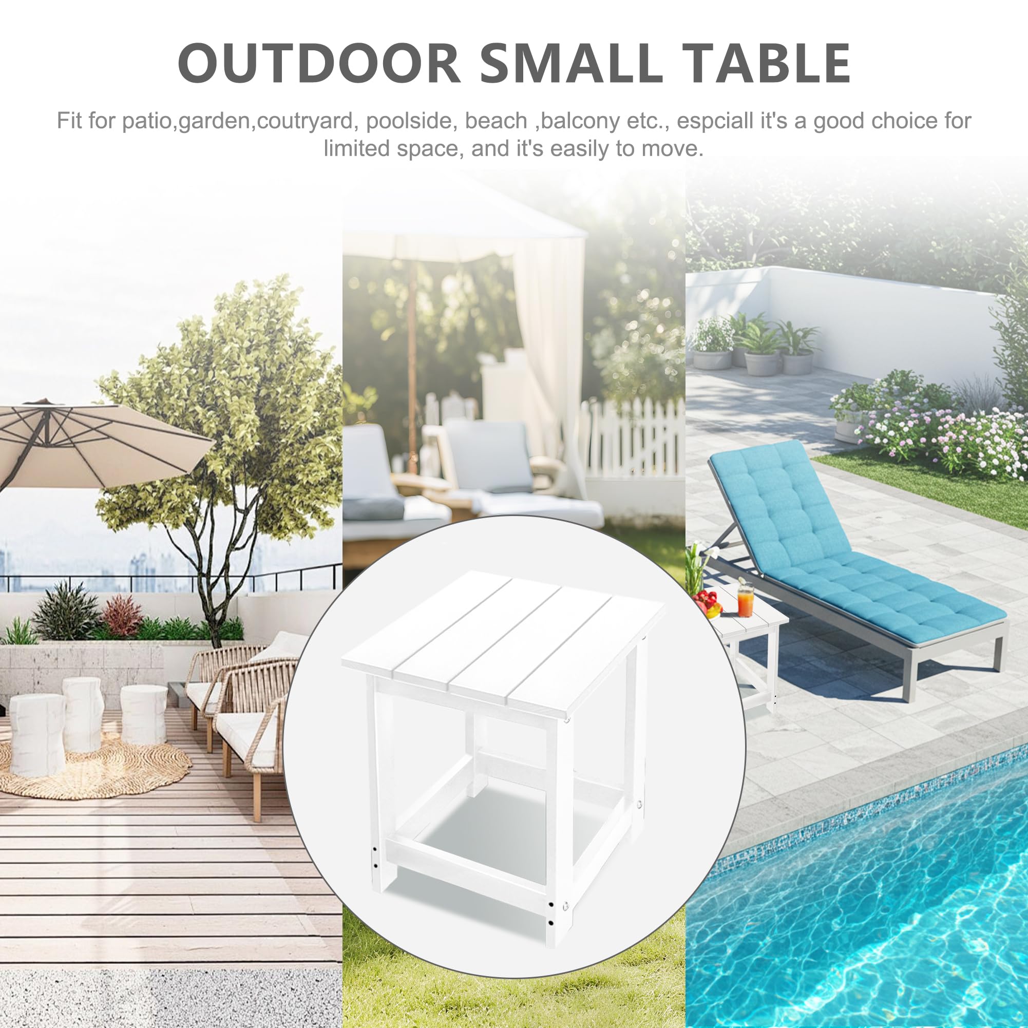 LZRS Adirondack square table beside seating to illustrate easy setup