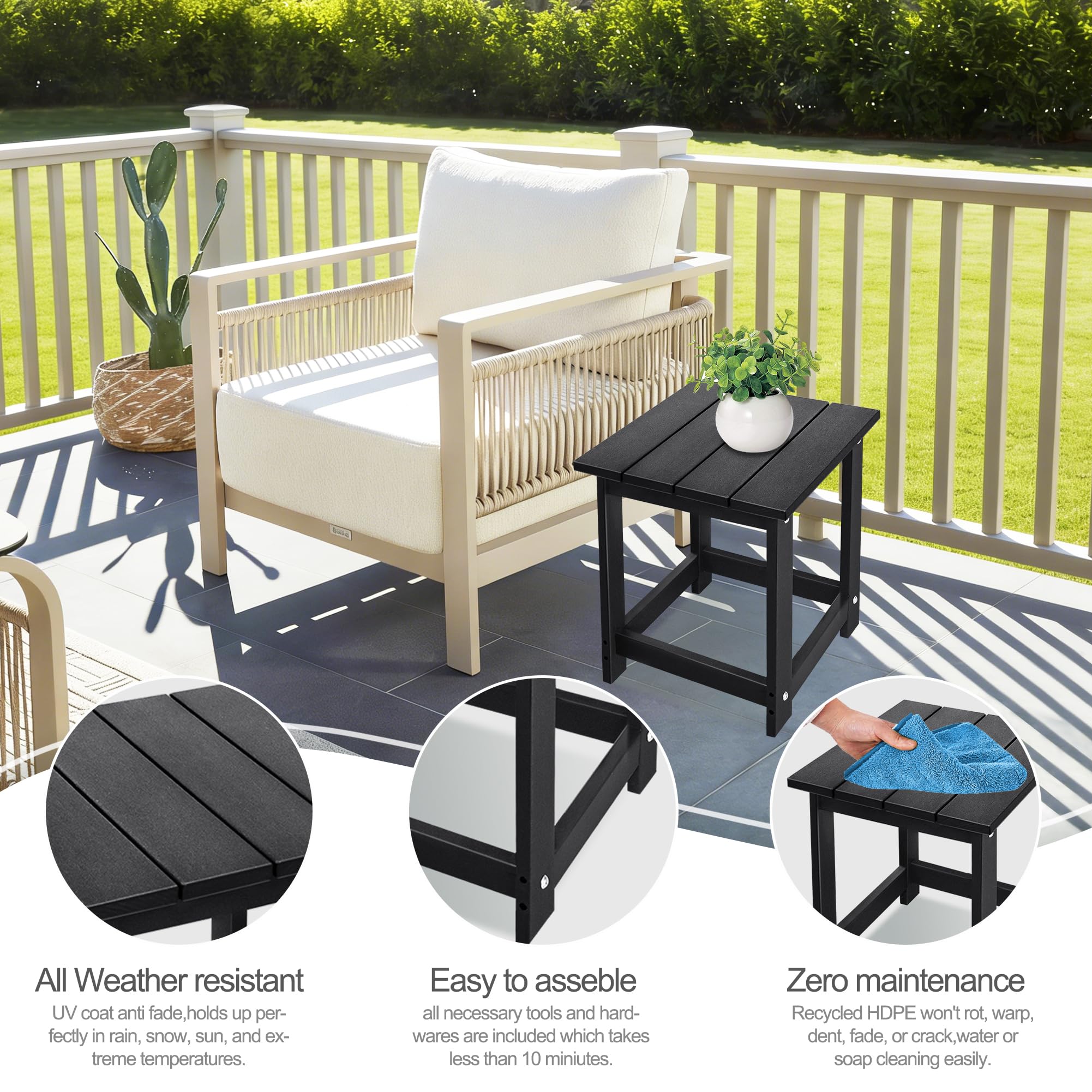 LZRS Adirondack square table assembles in minutes.