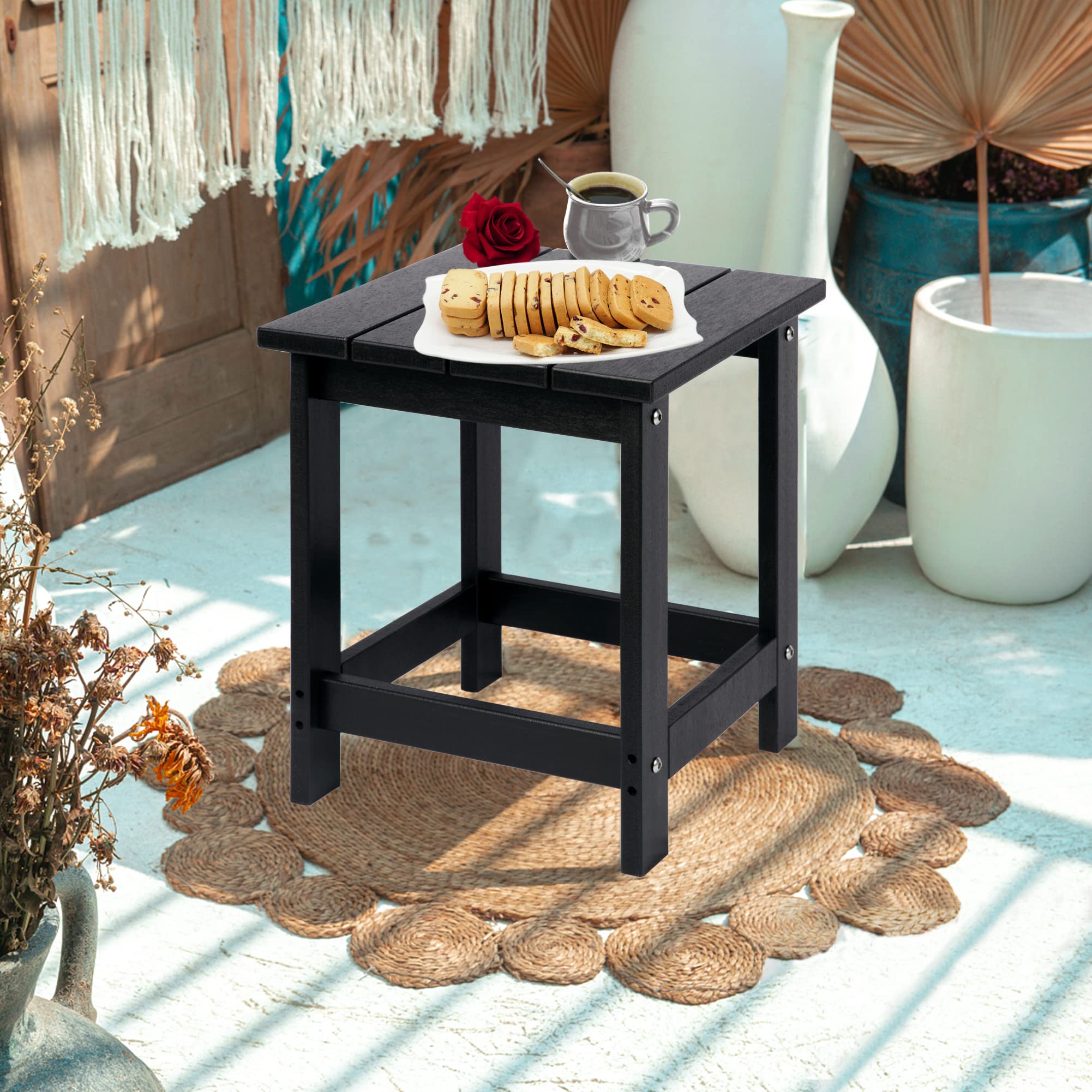 LZRS HDPE outdoor end table offering all-weather durability with low maintenance.