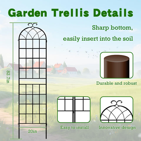 LZRS outdoor garden trellis with black metal coating withstands weather year-round.