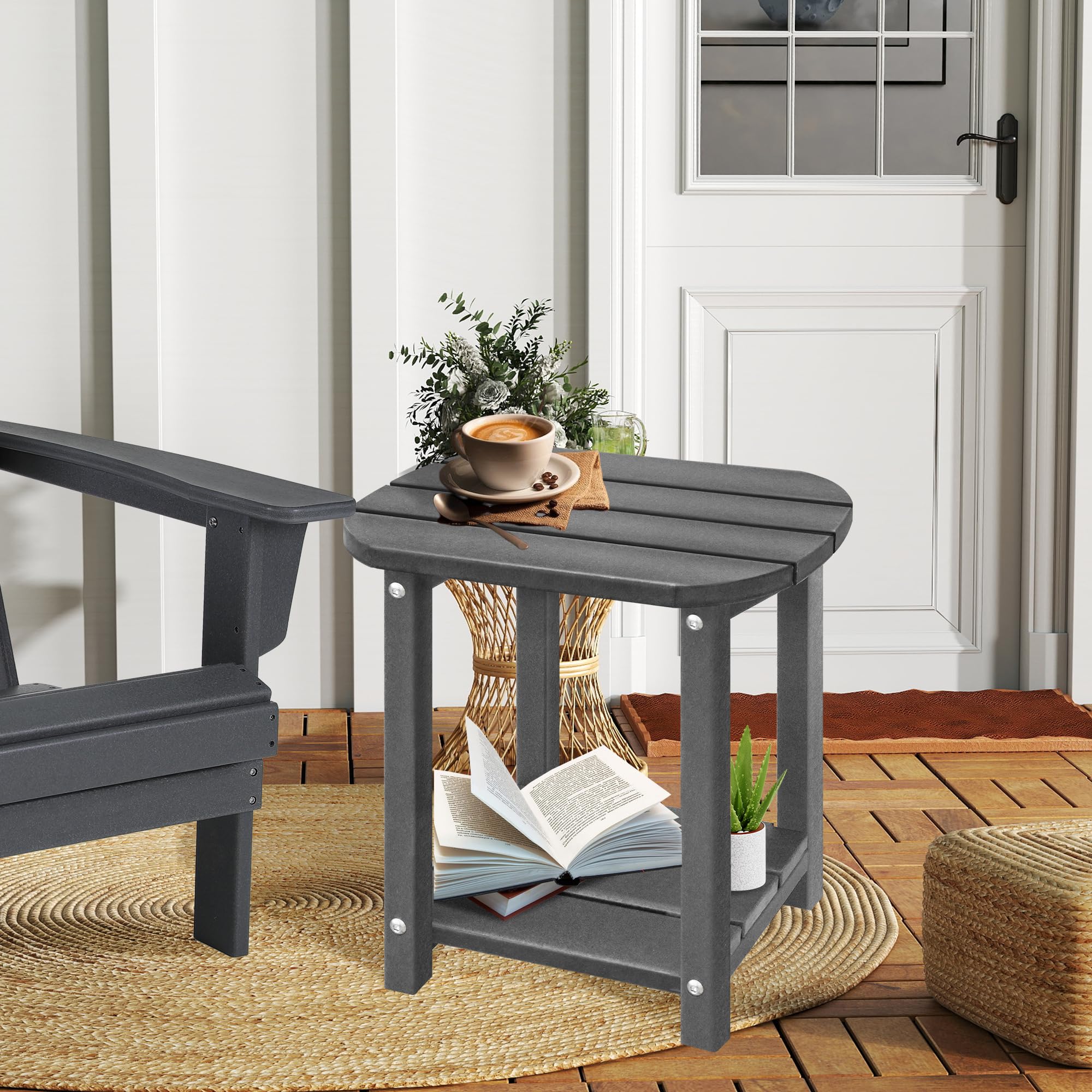 LZRS outdoor side table being assembled in under 10 minutes with included parts.