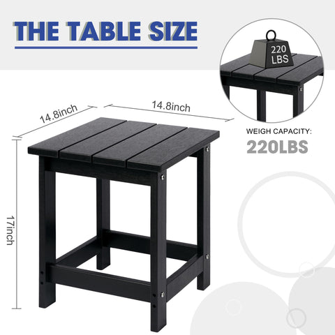 LZRS outdoor side table cleans quickly with soap and water.