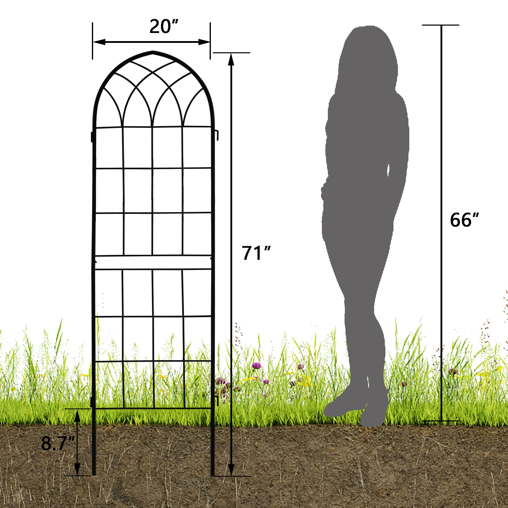 LZRS trellis with rust-proof black coating guards against weathering.