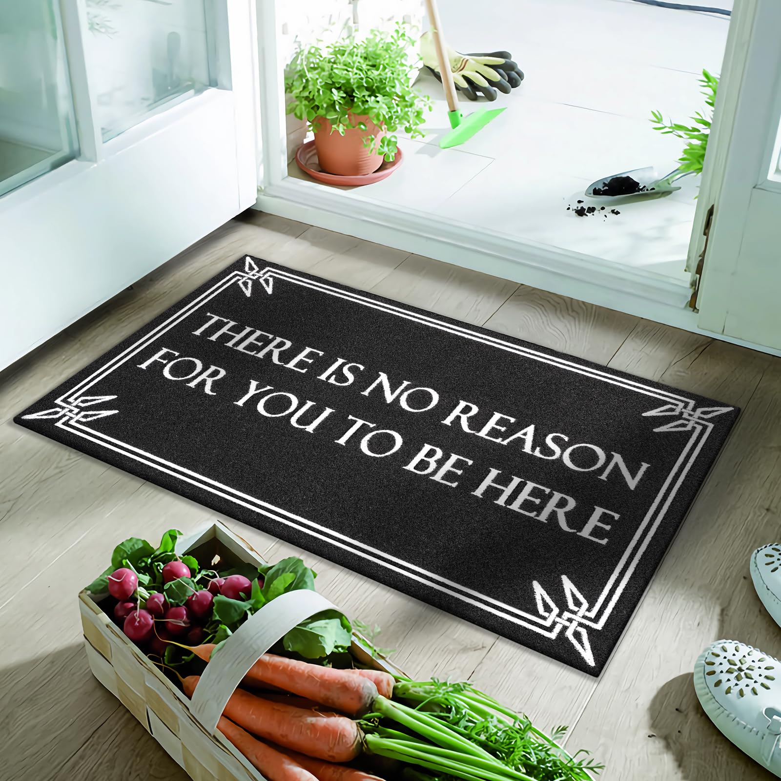 Lzuso door mat traps dirt and dries feet to reduce indoor mess.