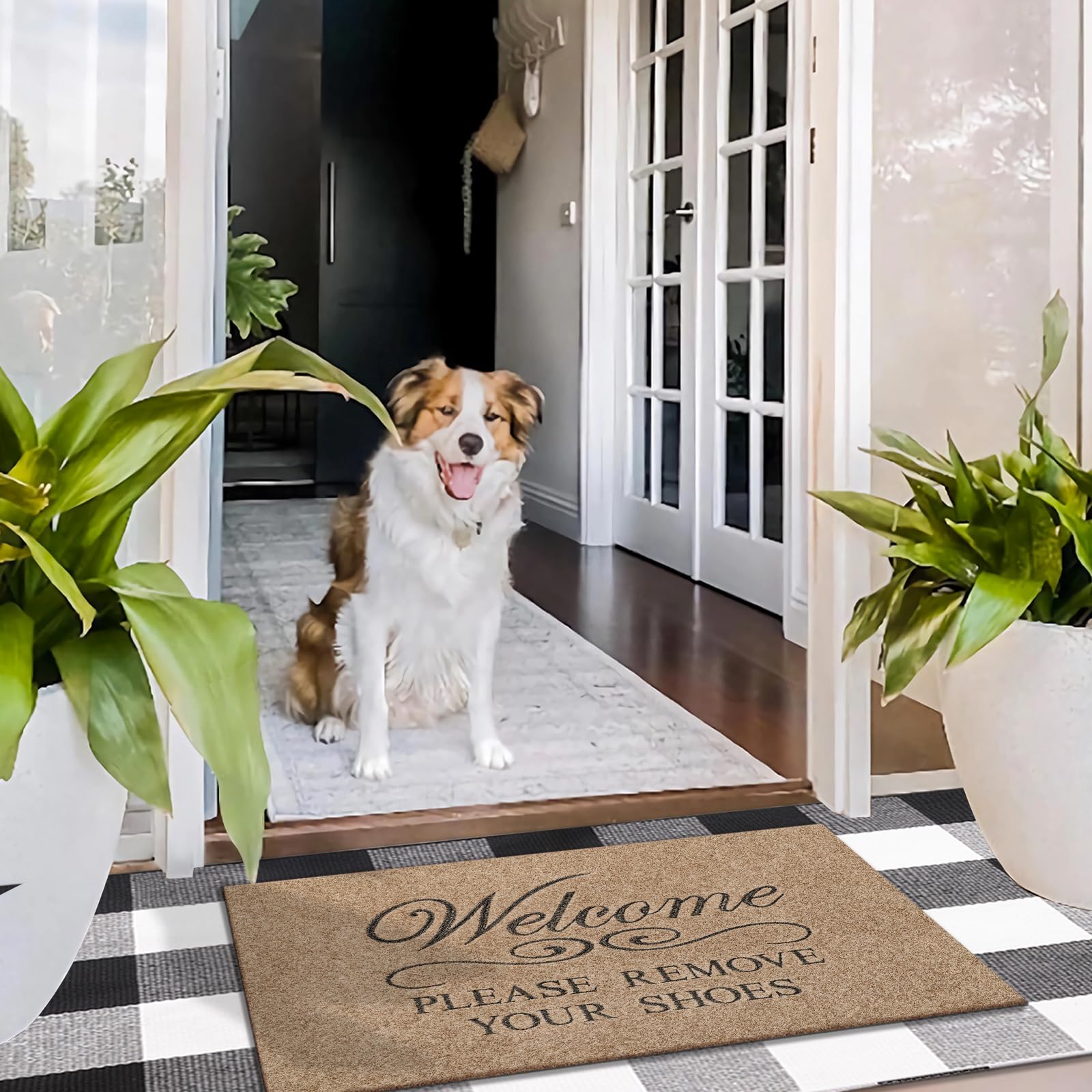 Lzuso Non-slip backing secures the mat at high-traffic entryways.