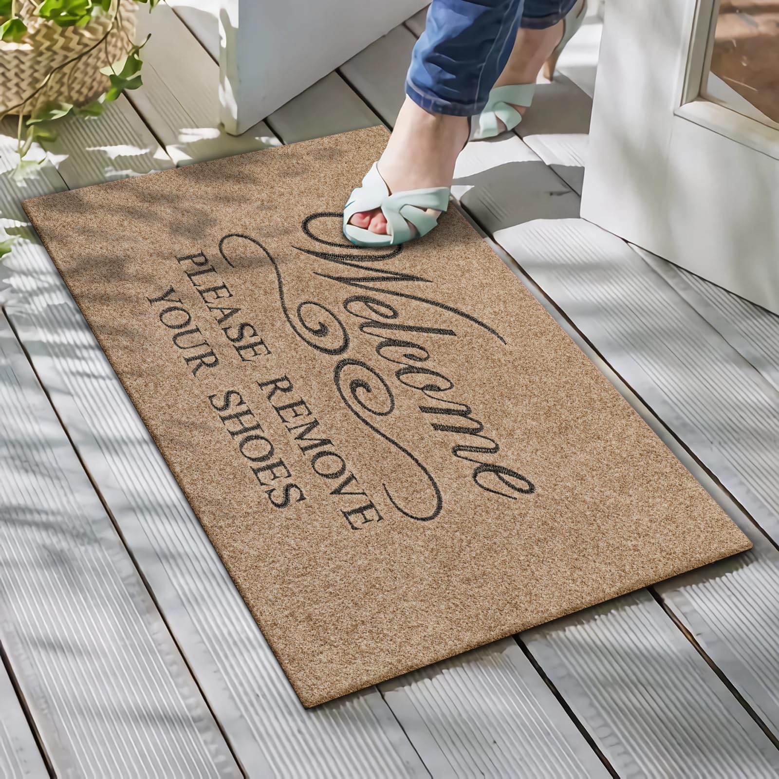 Lzuso Welcome Door Mat featuring a humorous message to greet guests and trap dirt.
