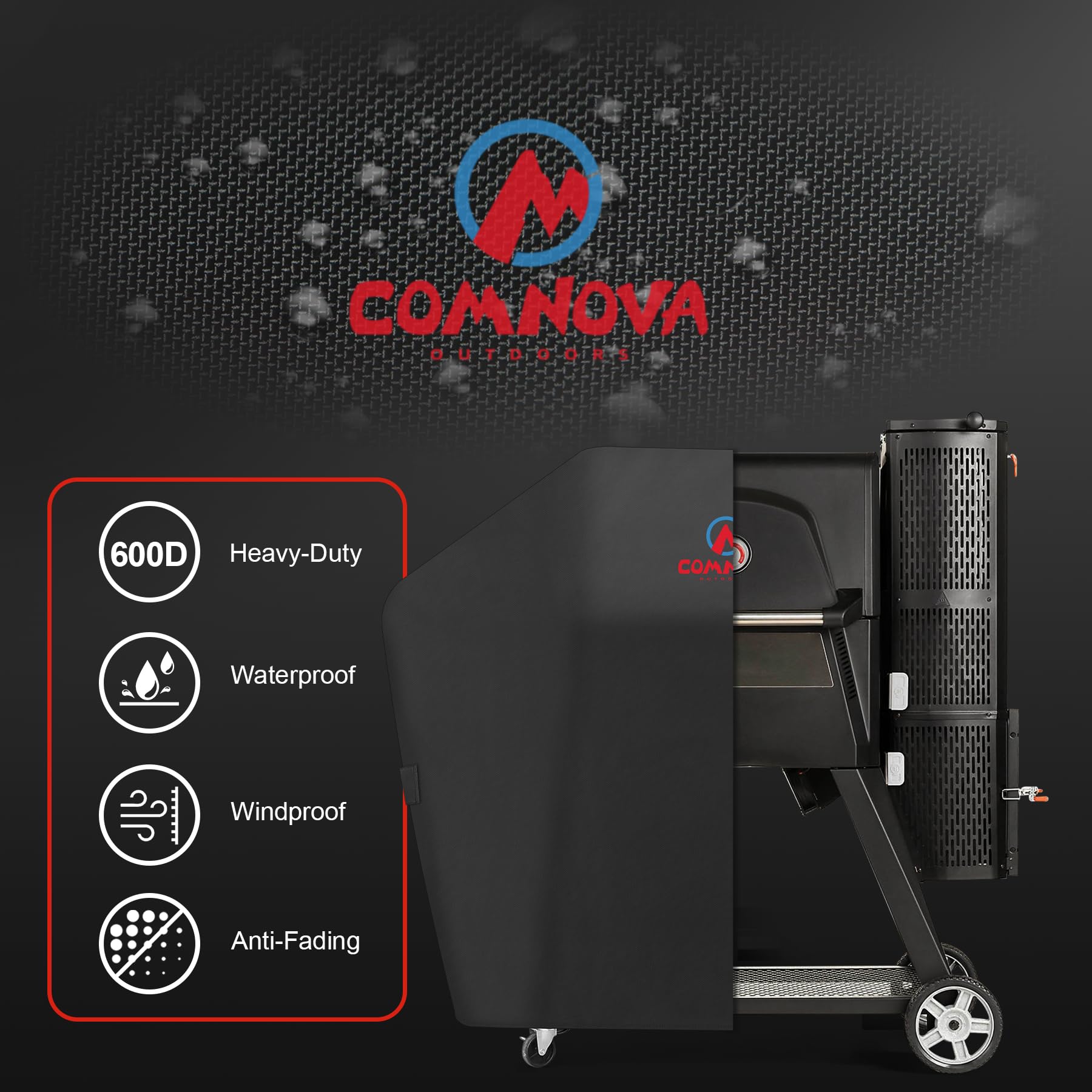 Easy-strap design with Velcro straps keeps cover secure in wind