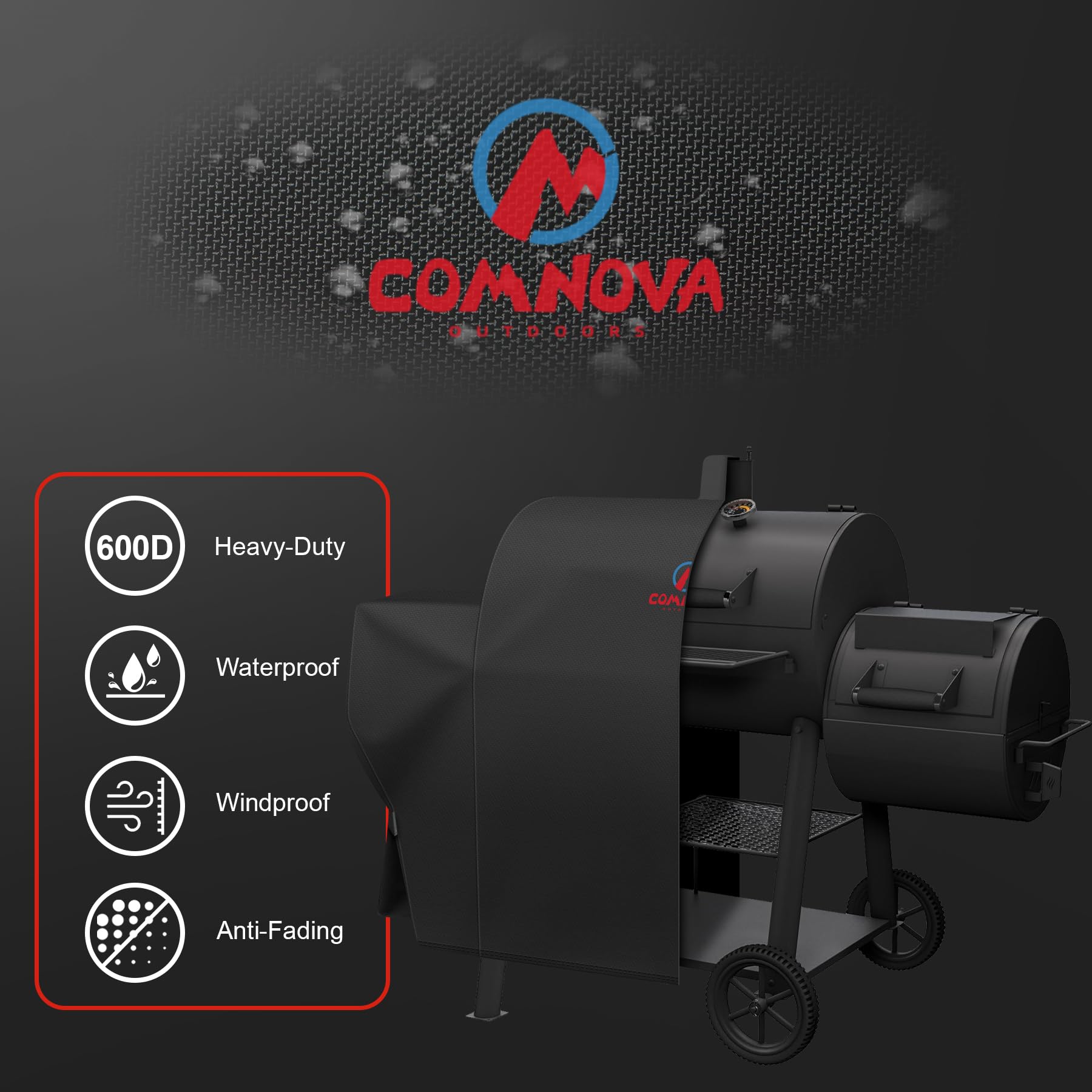 M COMNOVA OUTDOORS Velcro straps keep the cover secure in windy conditions.