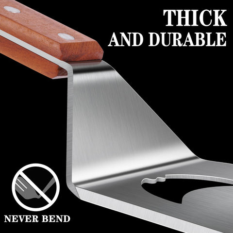 M-HHonger heavy-duty stainless steel spatula resists bending for durable outdoor cooking.
