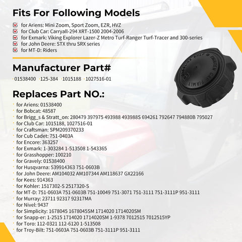 M MATI fuel cap for Ariens Mini Zoom ensures a tight seal and easy replacement