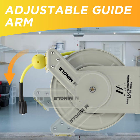 M MINGLE auto-rewind system speeds up cleanup tasks.