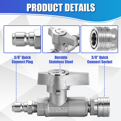 M MINGLE ball valve quick connect front view demonstrates fast hose attachment.